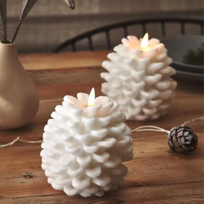 LED Pinecone Candles White - NEST & FLOWERS