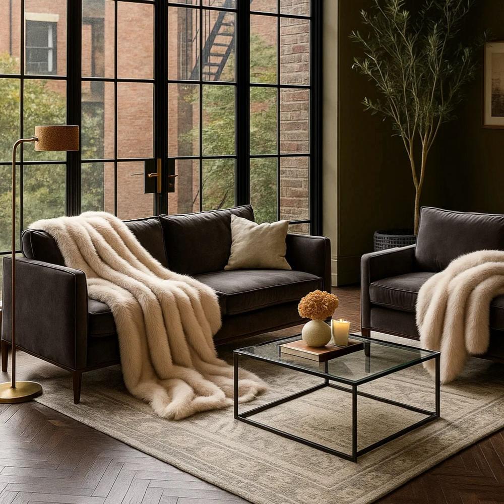 x2 Maple Faux Fur Throw Large