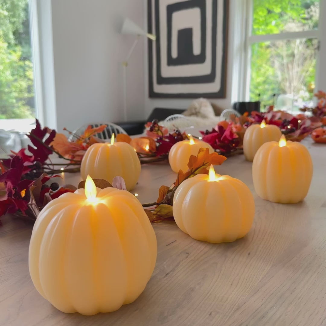 x6 LED Flickering Wax Pumpkin Lights