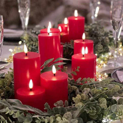 Red LED Candles, Wreath & Golden Bells Pack - NEST & FLOWERS