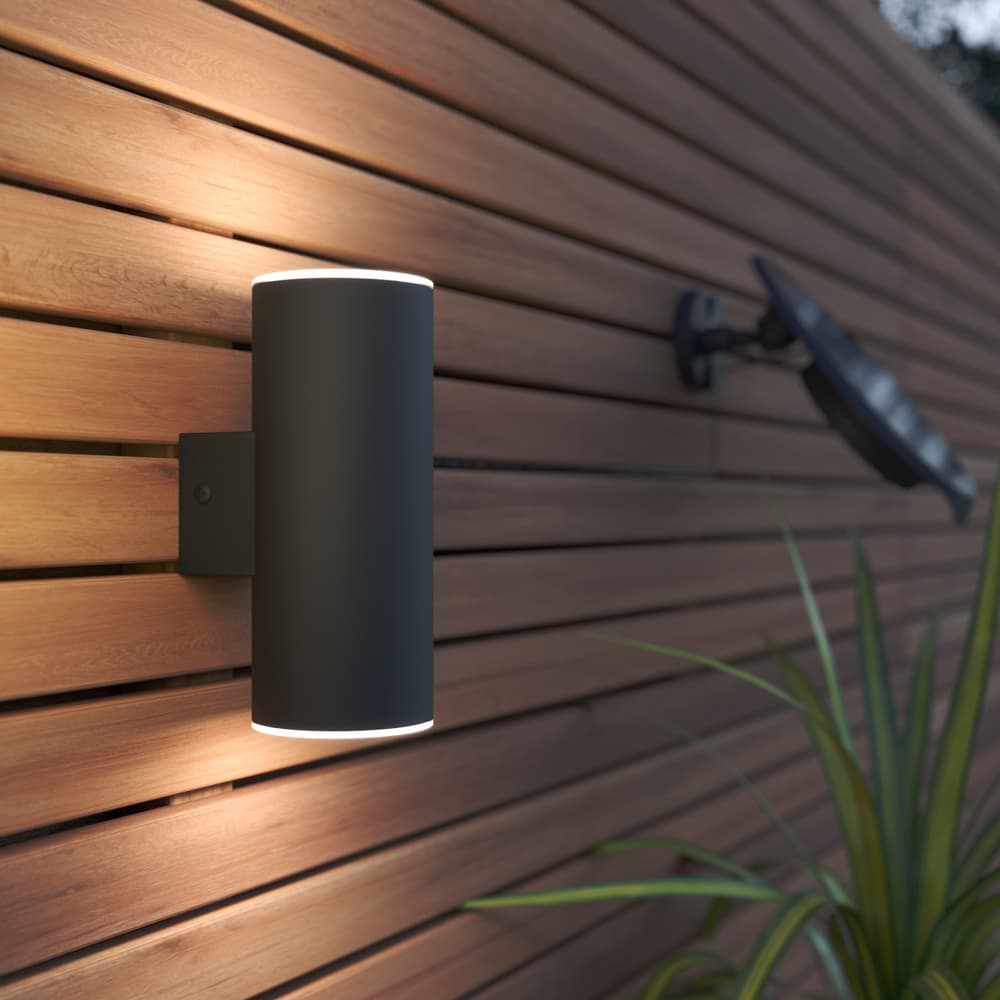 x3 Anthracite Chester Up & Down USB Solar Wall Lights