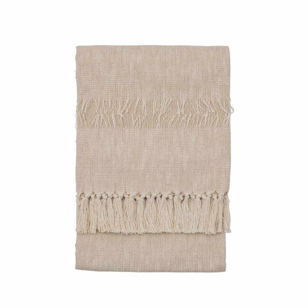 Woven Fringed Throw Natural - NEST & FLOWERS