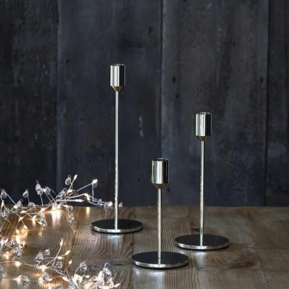 x3 Candle Stands Chrome - NEST & FLOWERS