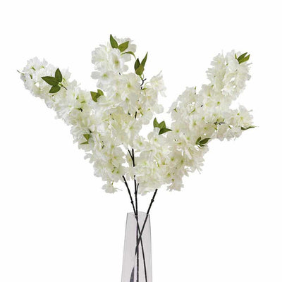 PLANTS - X6 XL White Full Cherry Blossom Stem